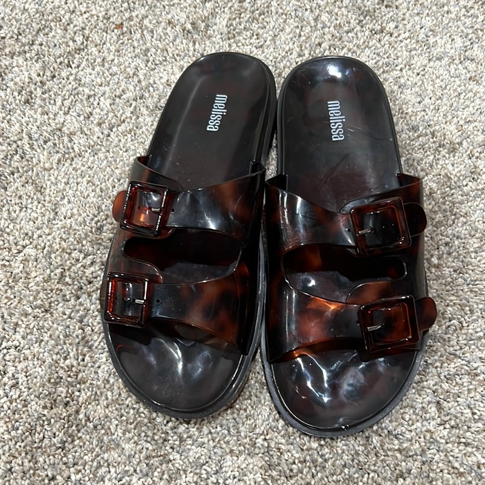 Melissa shoes wide slide brown tortoise size 8